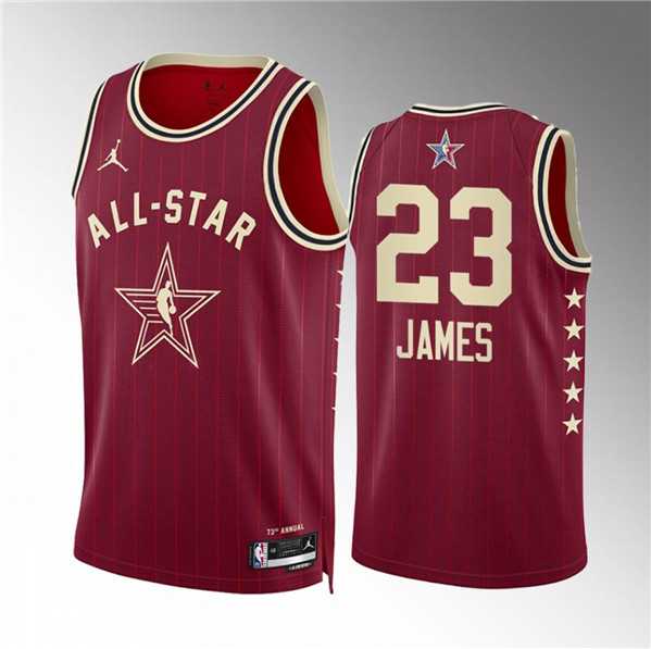 Men%27s 2024 All-Star #23 LeBron James Crimson Stitched Basketball Jersey->2024 all star->NBA Jersey